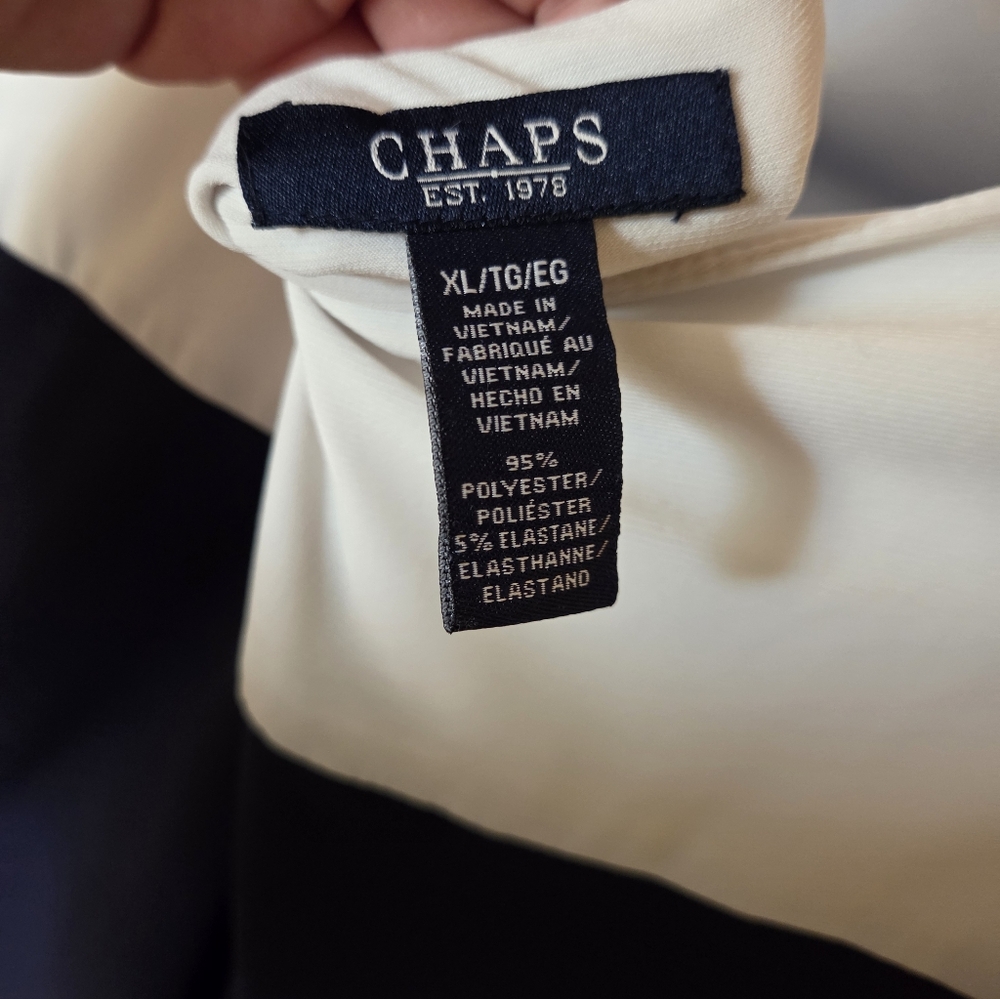 Chaps Navy & Cream Dress w Left Side Ruching, EUC, XL - Picture 3 of 3